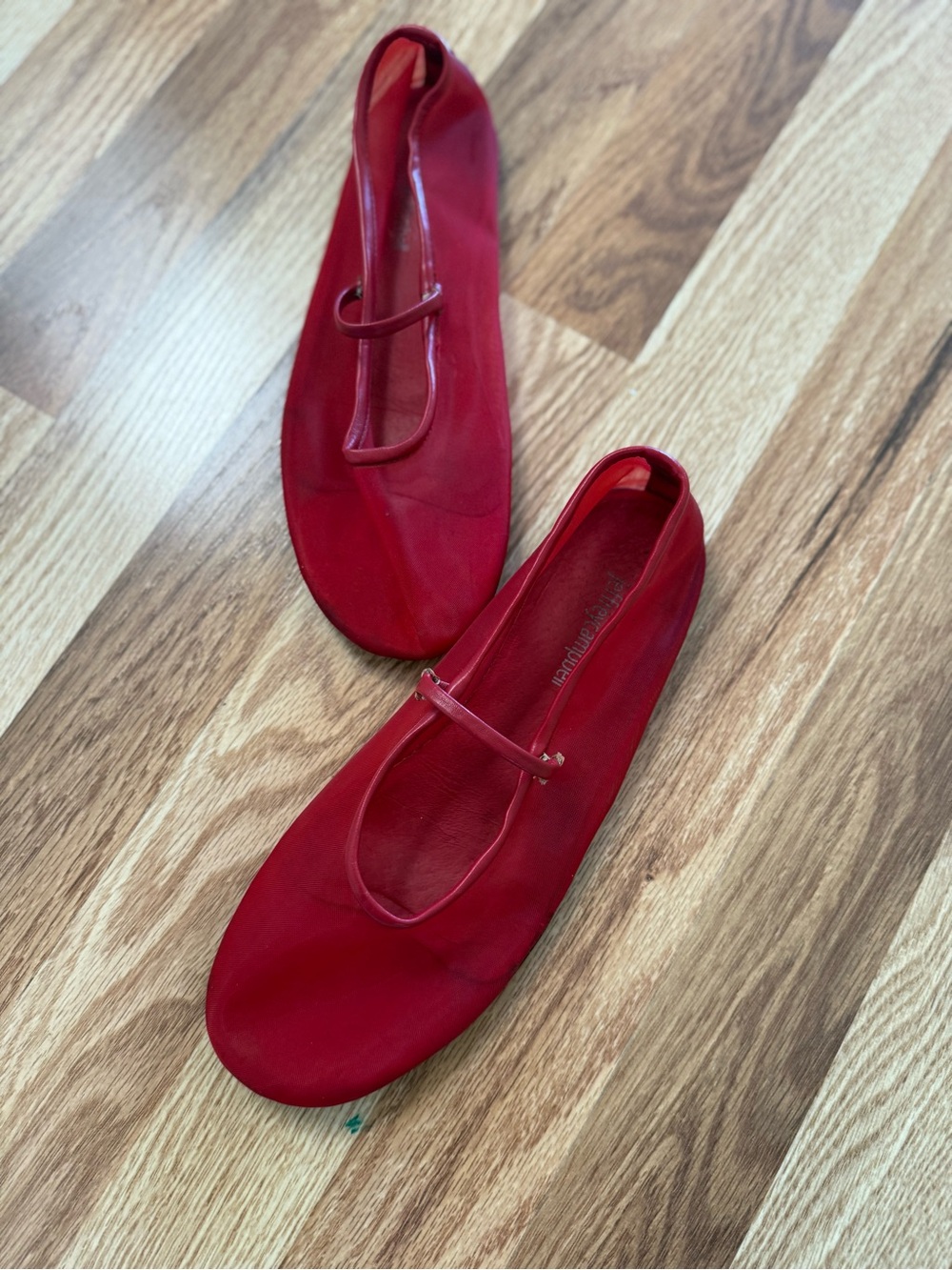 Red Women's Mesh Ballet Flats by Jeffrey Campbell